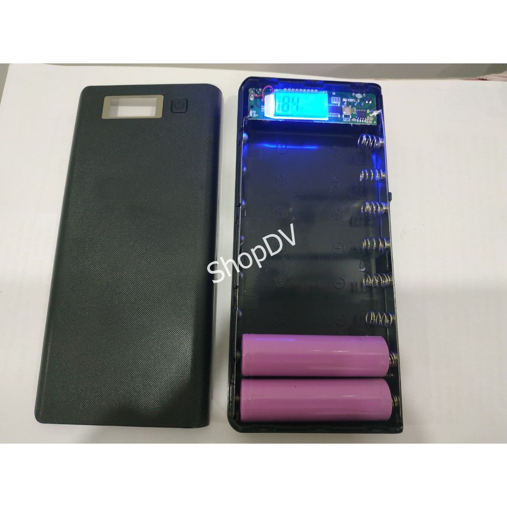 Khung 8 pin sạc dự phòng 30000mAh dùng pin laptop 18650 có LCD