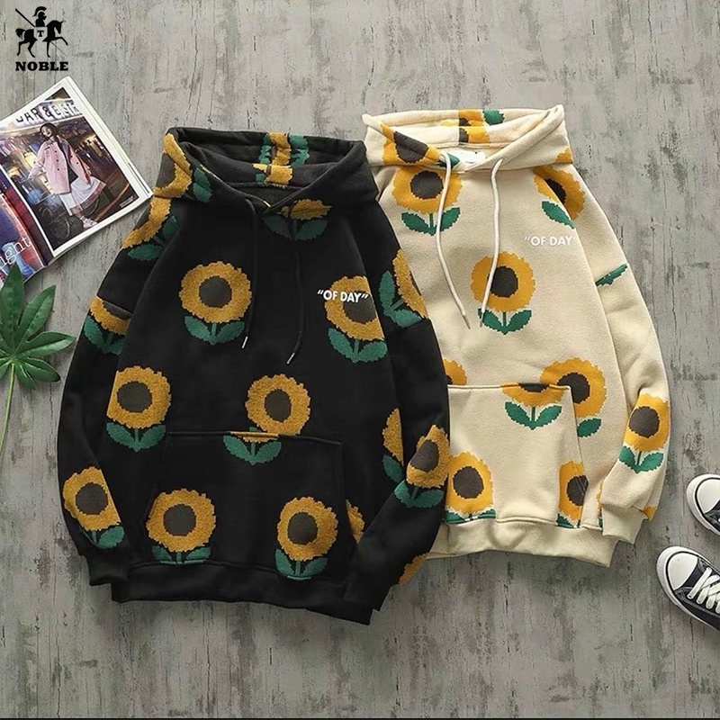 [Freeship] Áo hoodie nỉ ngoại in hoa hướng dương dễ thương năng động thoáng mát Thời Trang NOBLE TP052