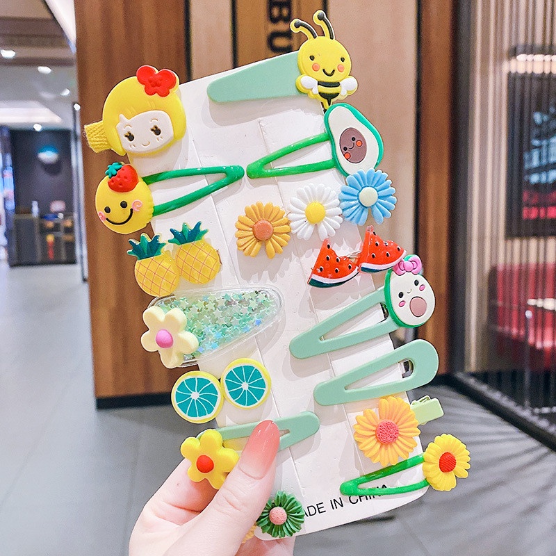 Kẹp tóc, set kẹp tóc cho bé gái, 14 món nhiều họa tiết, đáng yêu, ngộ nghĩnh cho bé gái