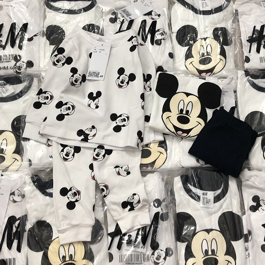 Bộ dài tay cho bé trai - Set 2 bộ dài tay mickey HM chất cotton cho bé trai size 1-6t