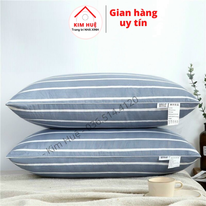 Ruột gối nằm, gối đầu ép hơi bông tinh khiết nhiều mẫu (Size 45cm x 65cm) - Đảm bảo không xẹp