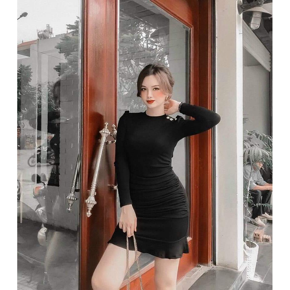 [MẪU MỚI] Đầm Body Tay Dài Nhún Sườn Đuôi Cá Chất Thun Borip Thích Hợp Mặc Đi Tiệc Đi Làm Đi Chơi | BigBuy360 - bigbuy360.vn