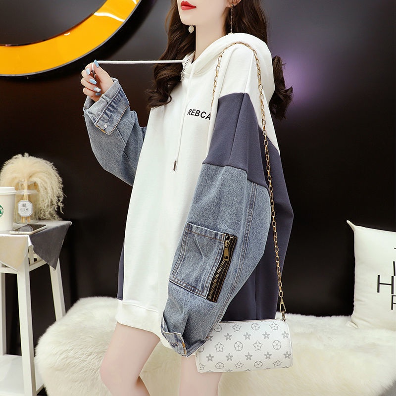 Áo khoác Denim dáng rộng phong cách đường phố Hàn Quốc cho nữ