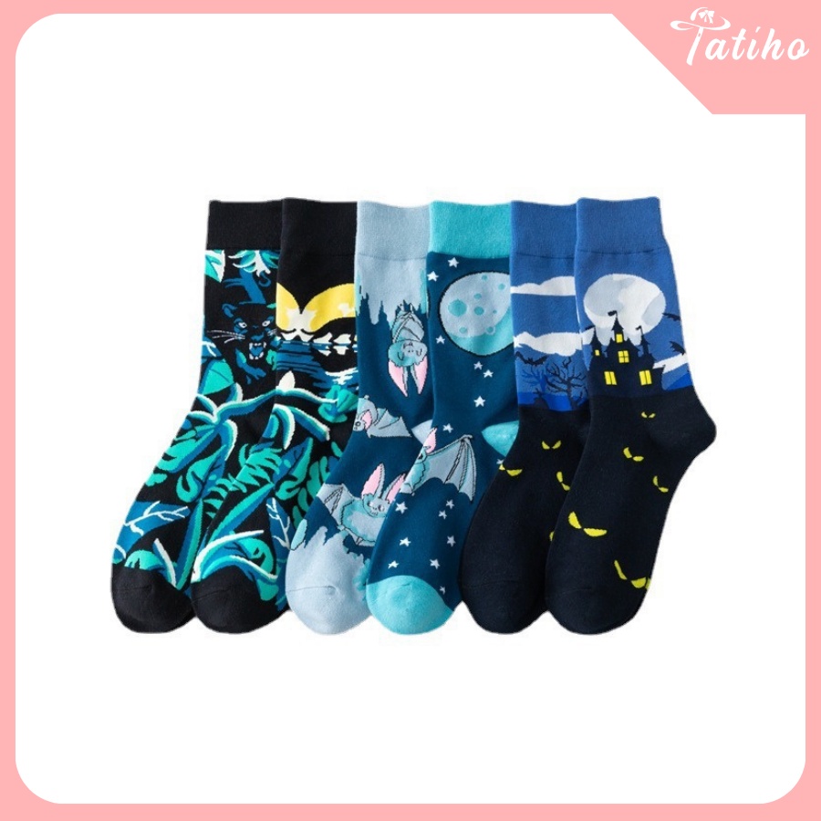 [Hàng Xịn, Giá Tốt] Vớ Tất Nam Nữ Unisex Cổ Cao Cotton Họa Tiết Sắc Màu Rực Rỡ Phong Cách Cá Tính - Mã TV009