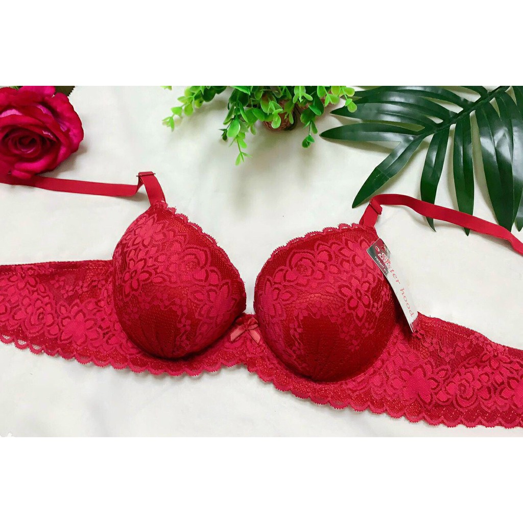 Áo lót ren Thái Lan Sister Hood nâng ngực,  không gọng hàng cao cấp siêu nâng đẩy mút dày 5 cm