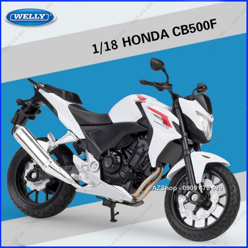 Xe Mô Hình Honda CB500F Tỉ Lệ 1:18 - Welly - Trắng - 8812