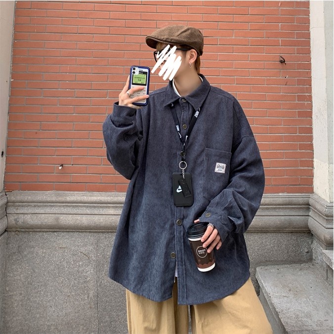 Áo sơ mi nhung tăm nam nữ unisex màu ghi cao cấp 308 pon.mens