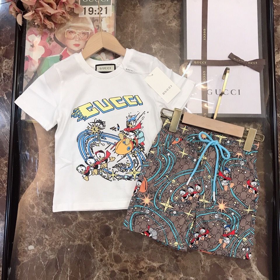 Bộ Quần Áo Gucci In Họa Tiết Hoạt Hình Chất Lượng Cao Thời Trang Cho Bé Trai Và Gái