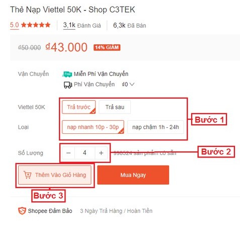 [QC] Thẻ Nạp Viettel 500K - Shop C3TEK