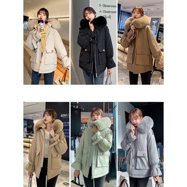 Áo phao khoác kaki lót lông dáng suông dài siêu ấm chuẩn Quảng Châu | BigBuy360 - bigbuy360.vn