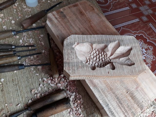 Khuôn bánh trung thu bằng gỗ hình cá chép cá vàng 300g