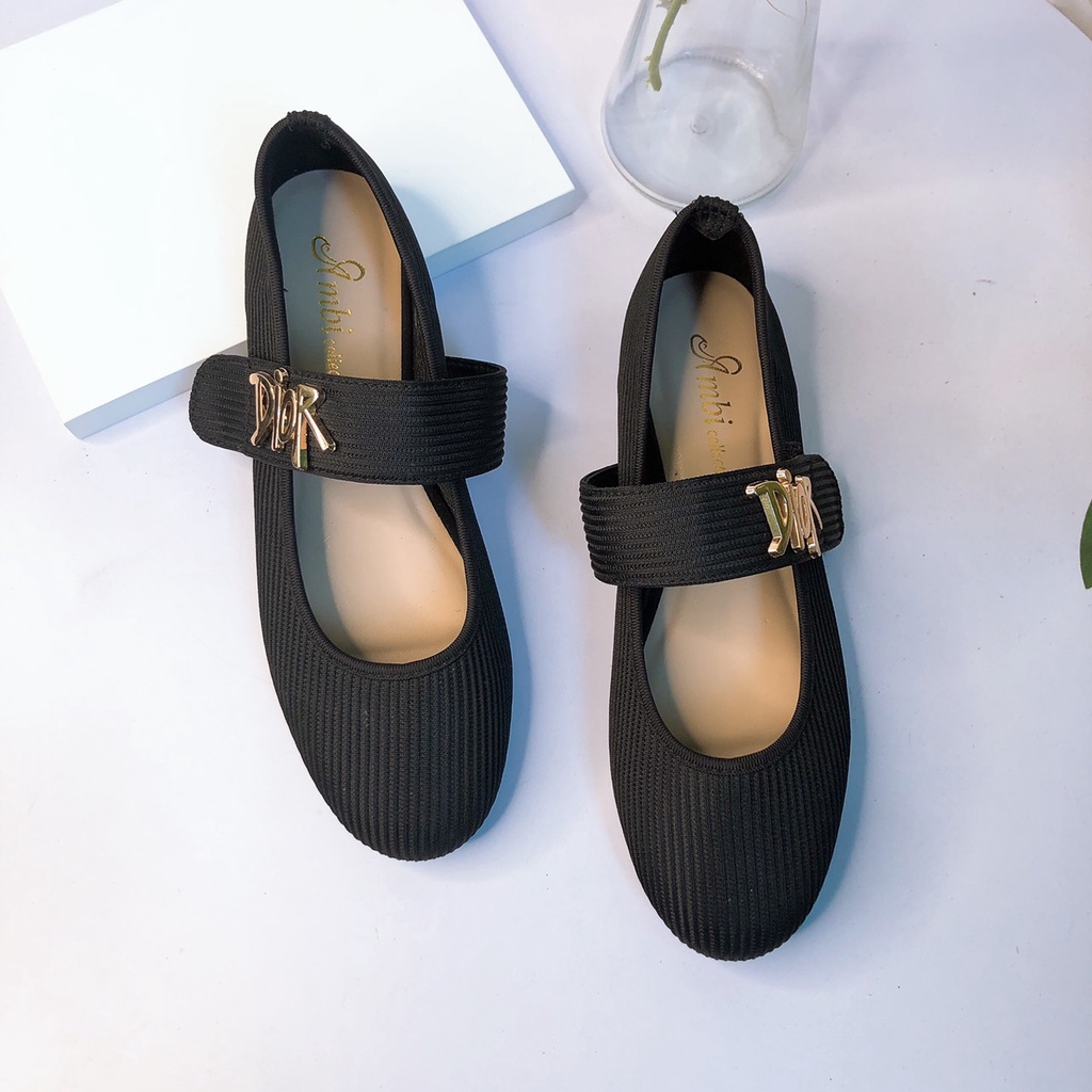 Giày Bệt Nữ Siêu Mềm Mũi tròn Quai dán Bánh bèo Len Đẹp VNXK