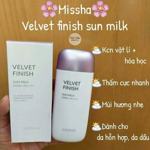 Kem Chống Nắng Missha All Around Safe Block Velvet Finish Sun Milk SPF50+ PA++++ Dịu Da 70ml ( Màu Tím )