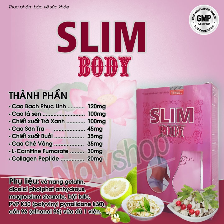 Viên uống giảm cân nhanh Slim Body hỗ trợ giảm cảm giác thèm ăn và giúp đào thải mỡ thừa vùng bụng đùi an toàn hiệu quả