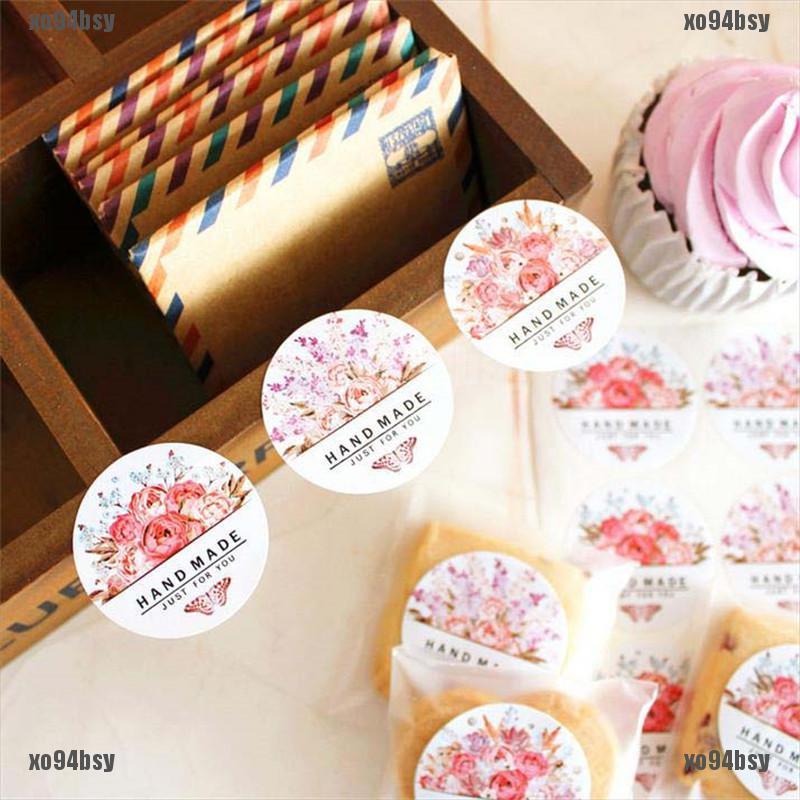 [xo94bsy]54 pcs/lot Hand made Flower Sticker Labels food Seals for Wedding party