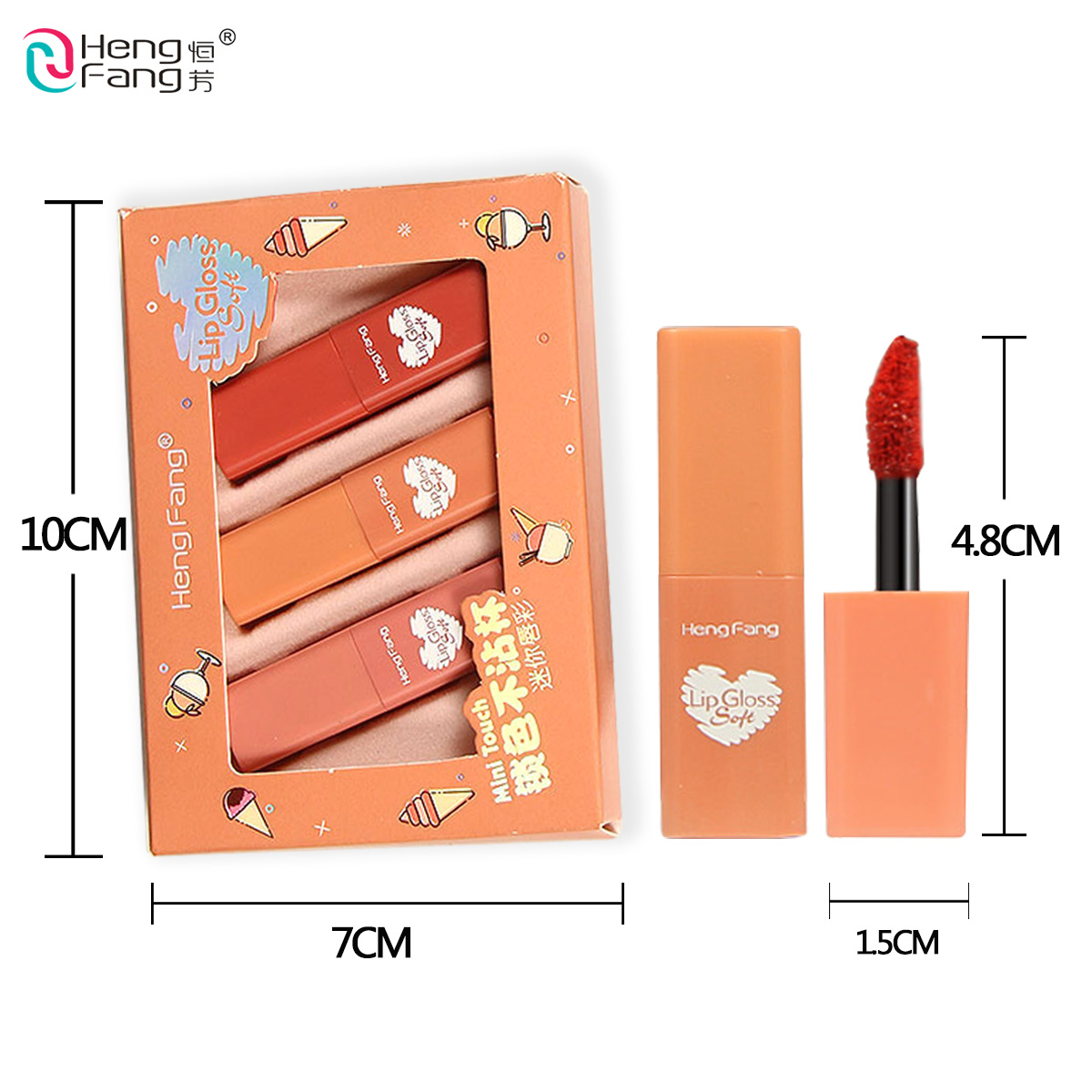 Bộ 3 son môi HengFang chống dính thành cốc thiết kế nhỏ gọn đáng yêu | BigBuy360 - bigbuy360.vn