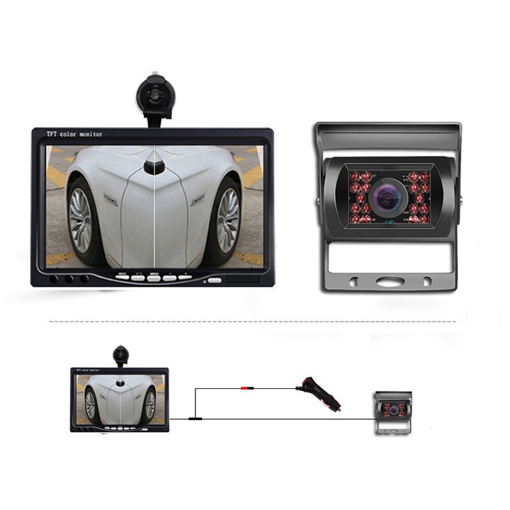 Bộ Camera Lùi Chống Nước Kèm Màn Hình 7 Inch Cho Xe Tải