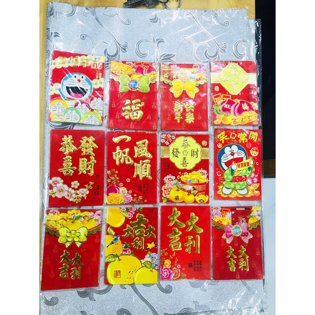 Set 6 Bao lì xì loại 1 kích thước nhỏ, chữ Hoa Tết 2021 - VPP Brendo