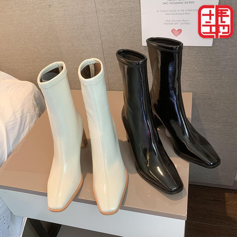 Bốt nữ gót 8 phân da bóng lửng cổ (mã 9533) | BigBuy360 - bigbuy360.vn