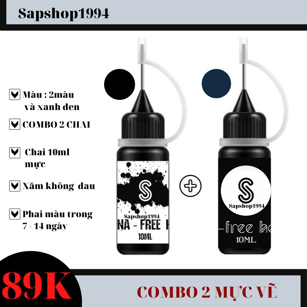 COMBO 2 CHAI MỰC ĐEN VÀ NỬA THÁNG 10ML