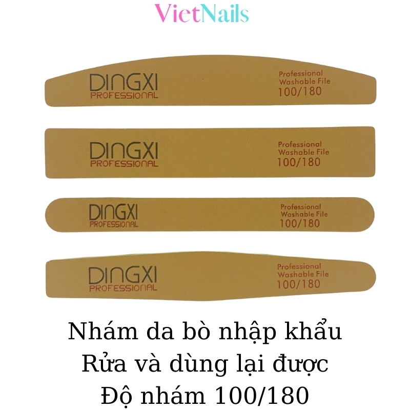 Dũa Móng Tay DINGXI Nhám Da Bò Nâu Vàng Độ Nhám 100/180 - Dũa Móng Nail