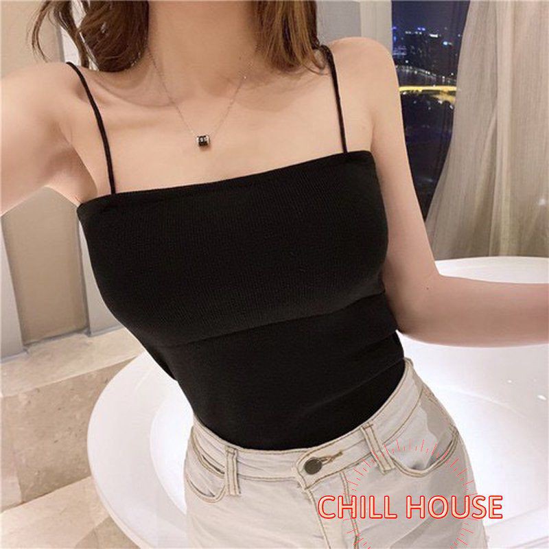 hot-Áo 2 Dây Bún cotton Dáng NGẮN phối đồ cực xinh - CHILLHOUSE