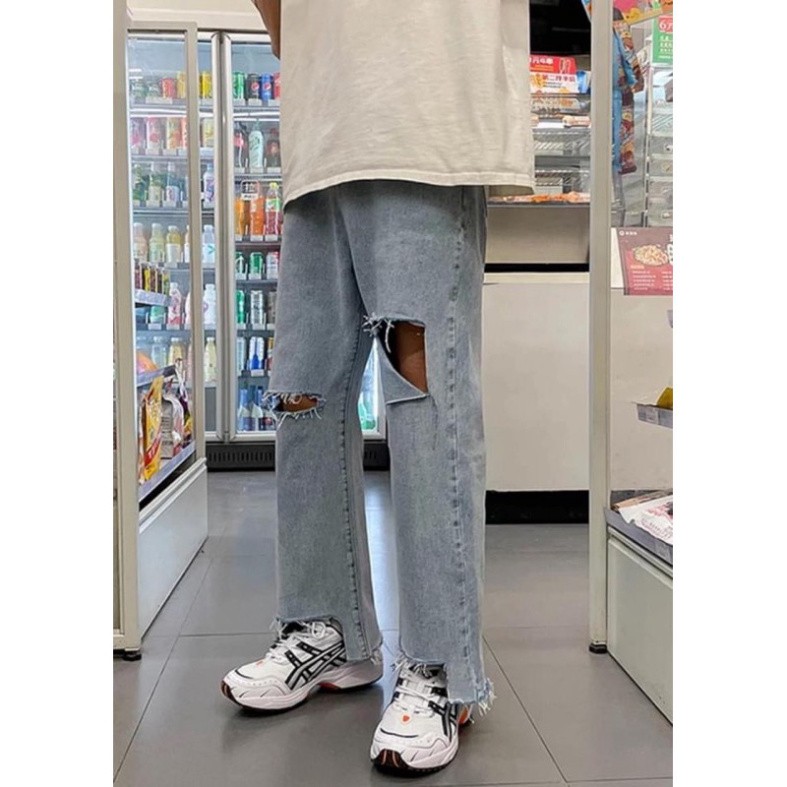 [HOT TREND 2022] Quần Jean dáng suông rách gối -Q7-Quần bò ống rộng form Unisex nam nữ -chất đẹp giá rẻ nhất thị trường | BigBuy360 - bigbuy360.vn