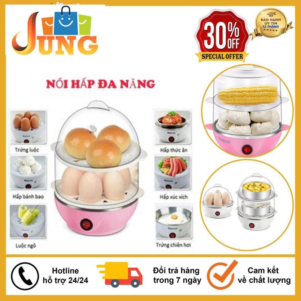 Máy Hấp Bánh, Luộc Trứng, Hấp Thực Phẩm 2 Tầng Mini Egg, Siêu Tiện Dụng Cho Nhà Bếp, Bảo Hành 12 Tháng