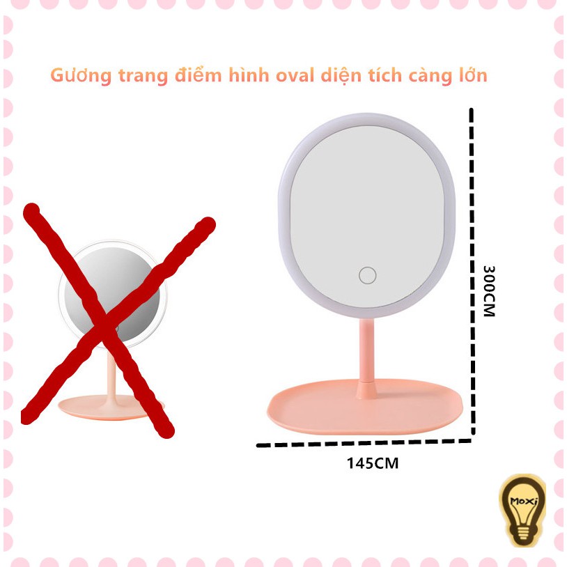 Gương trang điểm có đèn LED làm đèn decor , quà tặng sinh nhật,valentine , lễ tình nhân  sạc USB.