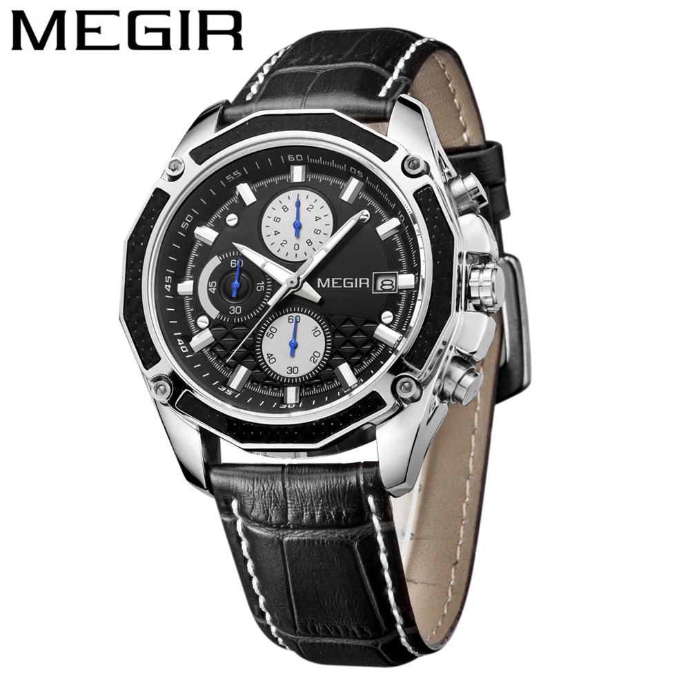 Megir 2015 đồng hồ sang trọng hàng đầu nam analog fashion sports quartz jam tangan lelaki