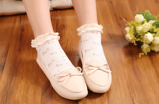 V02/Vớ hoa đính ren vintage tất cổ ngắn mix giày retro kiểu Nhật vải hoa cotton oxford nữ ulzzang converse Lenvintage  🌺