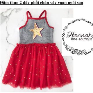 Đầm thun 2 dây phối chân váy voan ngôi sao Cat & Jack