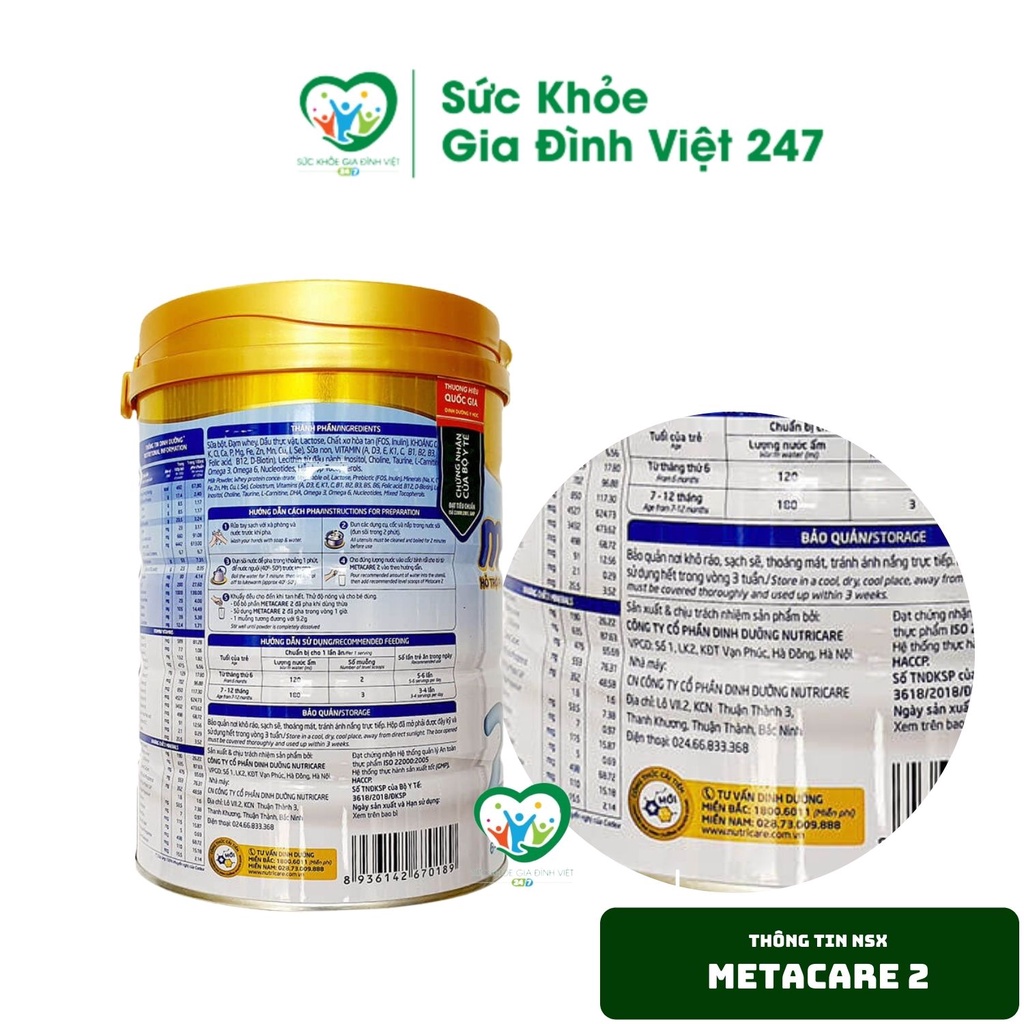 Sữa Meta Care 2 - 900G - Tăng cường miễn dịch, bổ sung dinh dưỡng cho trẻ