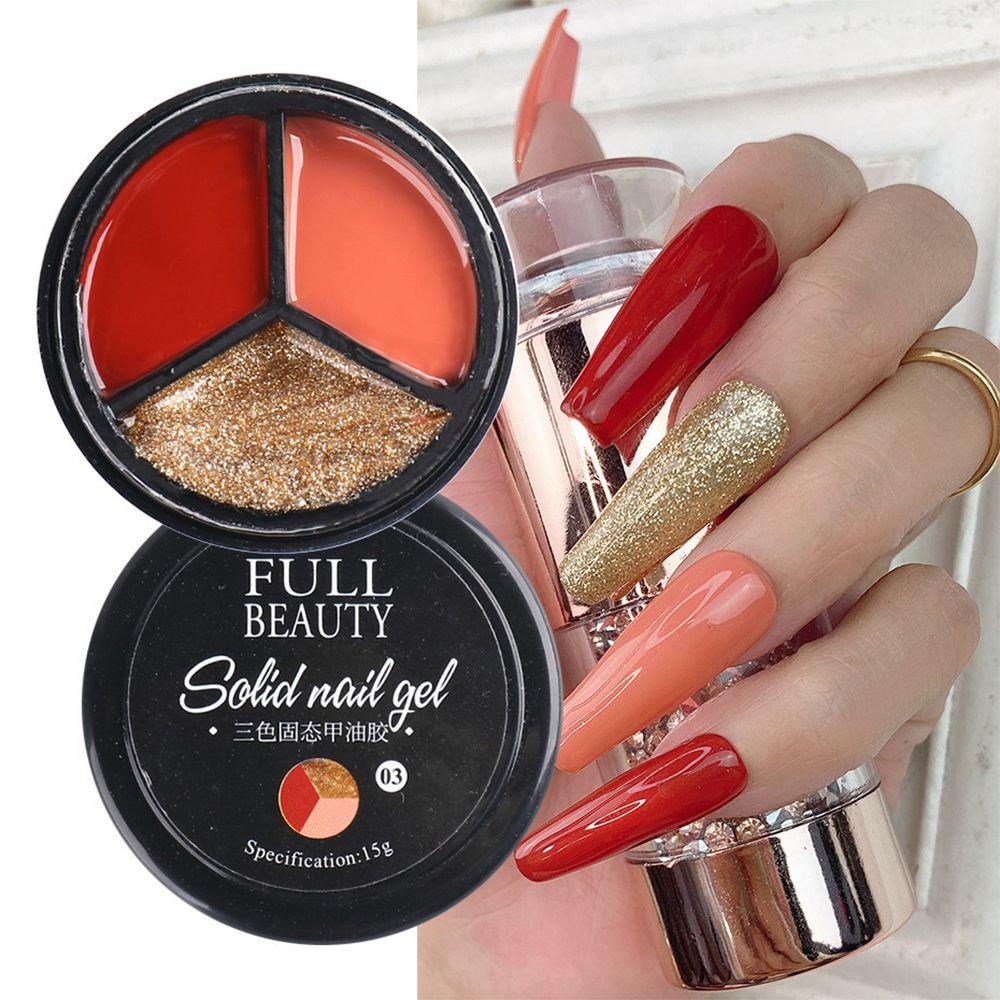 XIANSTORE Hot 3 Colors in 1 UV Nail Gel Reflective Glitter Gel Solid Cream Gel Semi-Permanent Soak Off Varnishes for Manicure Polish
