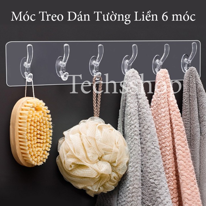 Miếng Dán Tường 6 Móc Trong Suốt Và Hoa Văn Nhiều Mẫu Treo Quần Áo, Đồ Đạc Trong Nhà Tắm Nhà Bếp