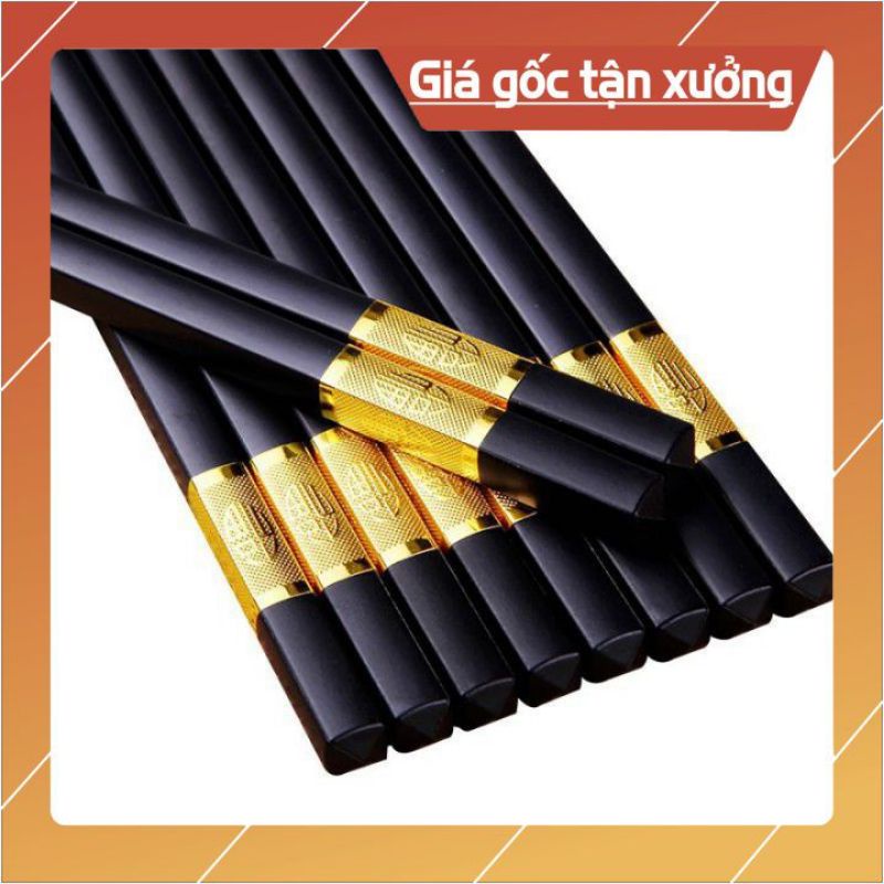 Bộ 10 Đôi Đũa Mạ Vàng, Đũa Hợp Kim Chống Mốc Hàn Quốc