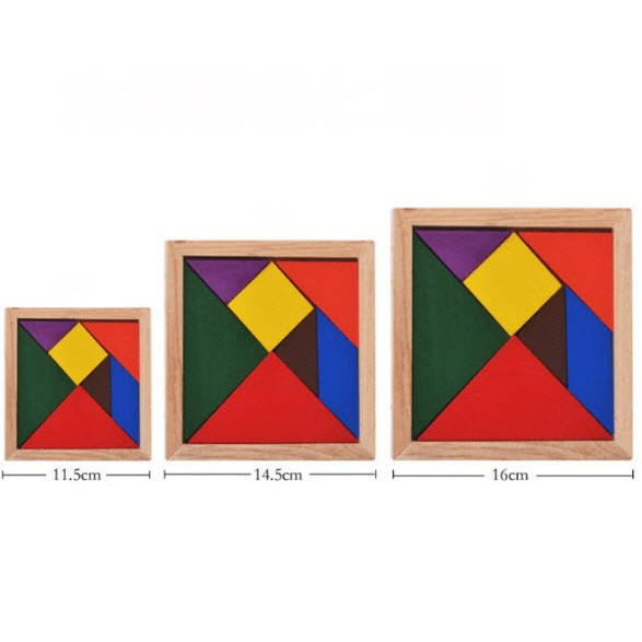 Trí Uẩn Tangram Bộ Ghép 7 Hình Bằng Gỗ Cho Bé Loại To 15*15cm