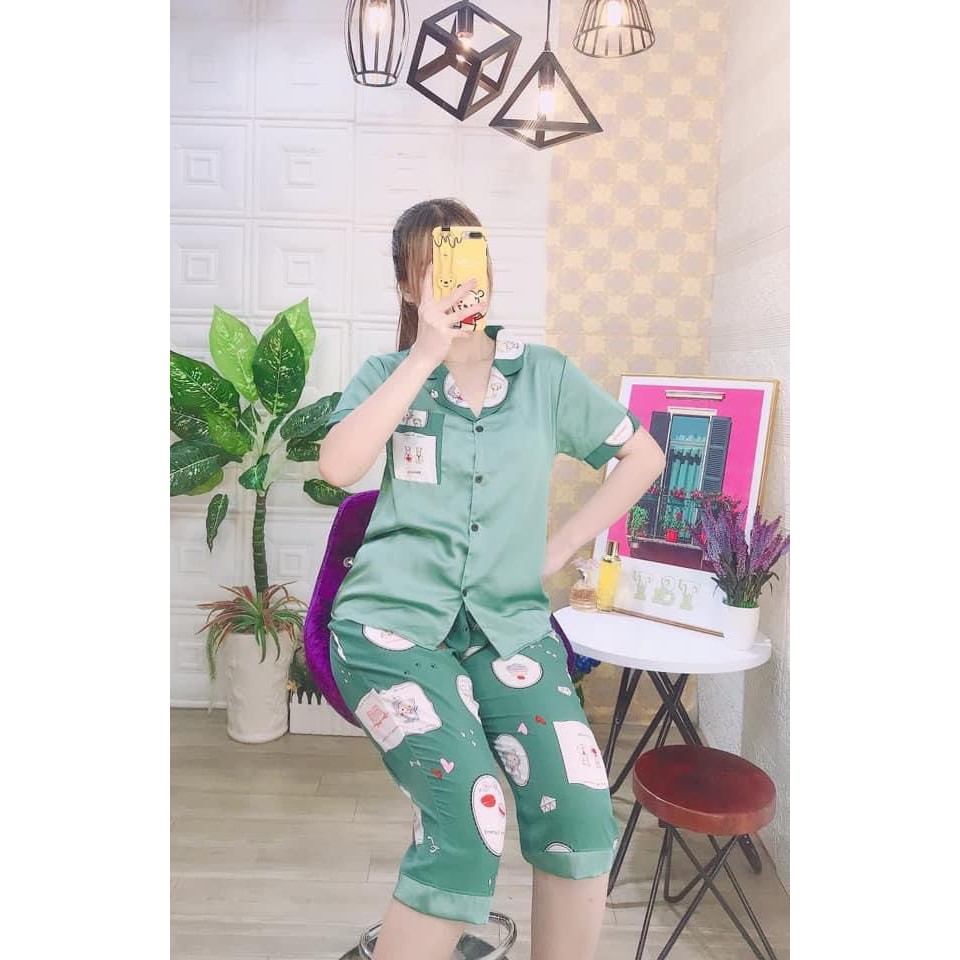 Pizama lụa satin phối lững | BigBuy360 - bigbuy360.vn