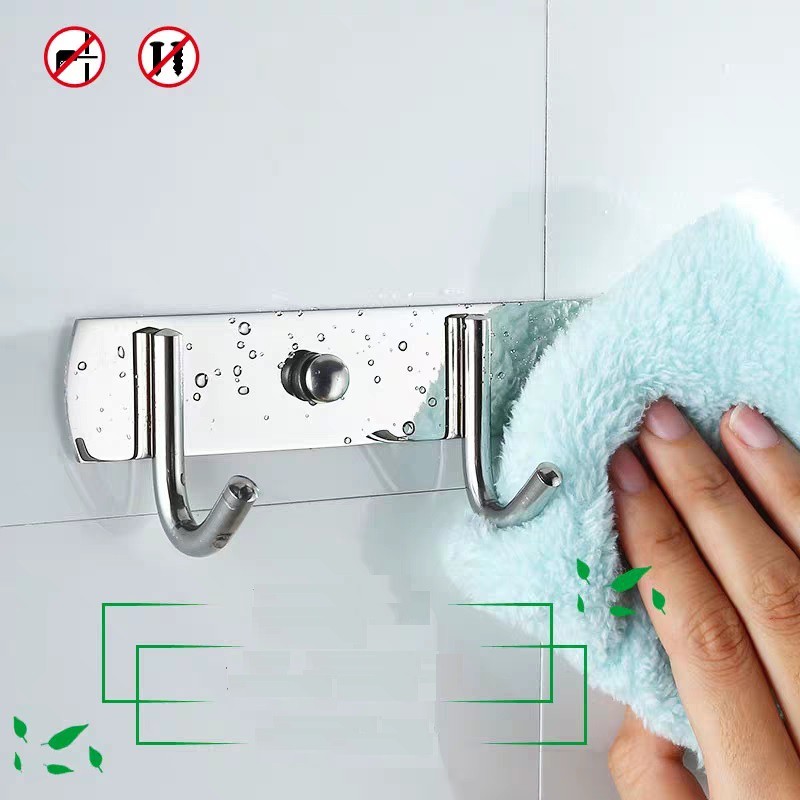 Móc Treo Quần Áo Dán Tường INOX SUS304 lắp đặt dán tường gạch men hoặc khoan