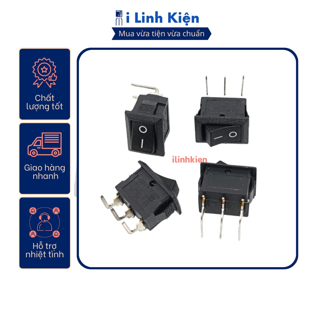Công tắc bập bênh KCD11 3P 3A250V 10x15mm màu đen chân cong