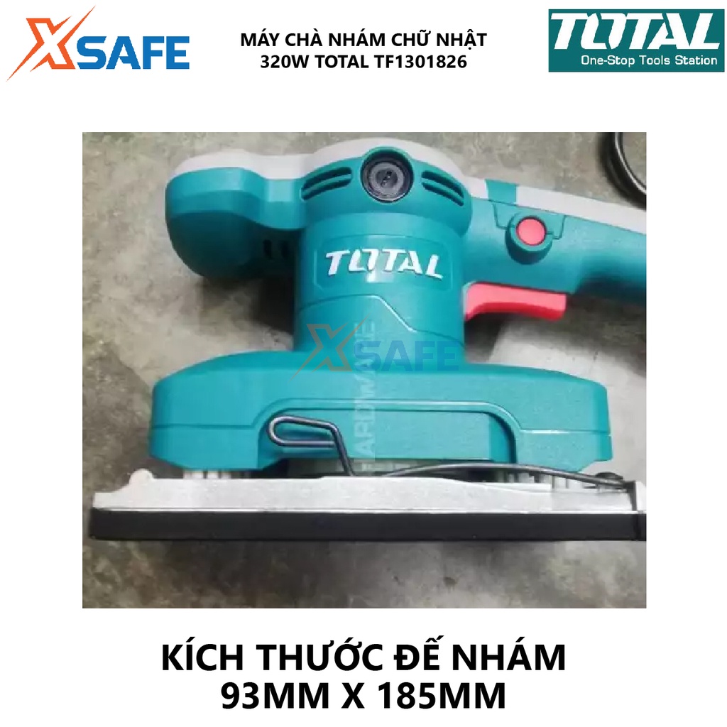 Máy chà nhám chữ nhật TOTAL TF1301826 Chà nhám 220V-240V/50-60Hz, công suất 320W, 14,000rpm, 93mm x 185m