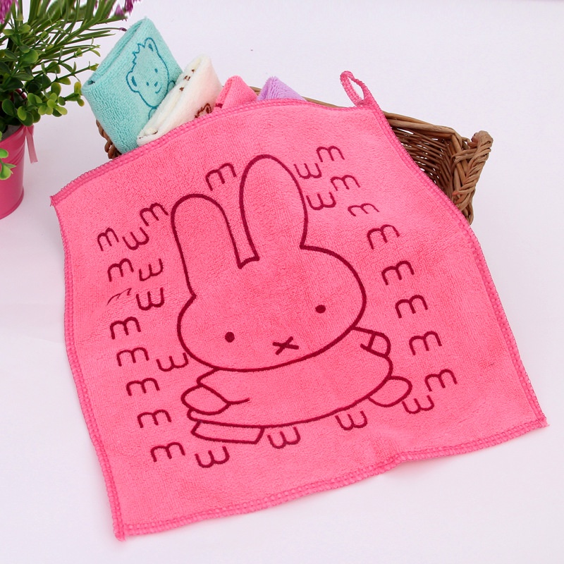 Khăn Lau Mặt Hình Vuông Bằng Sợi Microfiber Thấm Hút Tốt In Họa Tiết Hoạt Hình Xinh Xắn Cho Bé