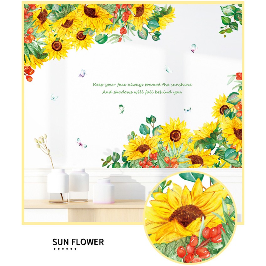 Decal dán tường Bụi Hoa Hướng Dương Rực Rỡ