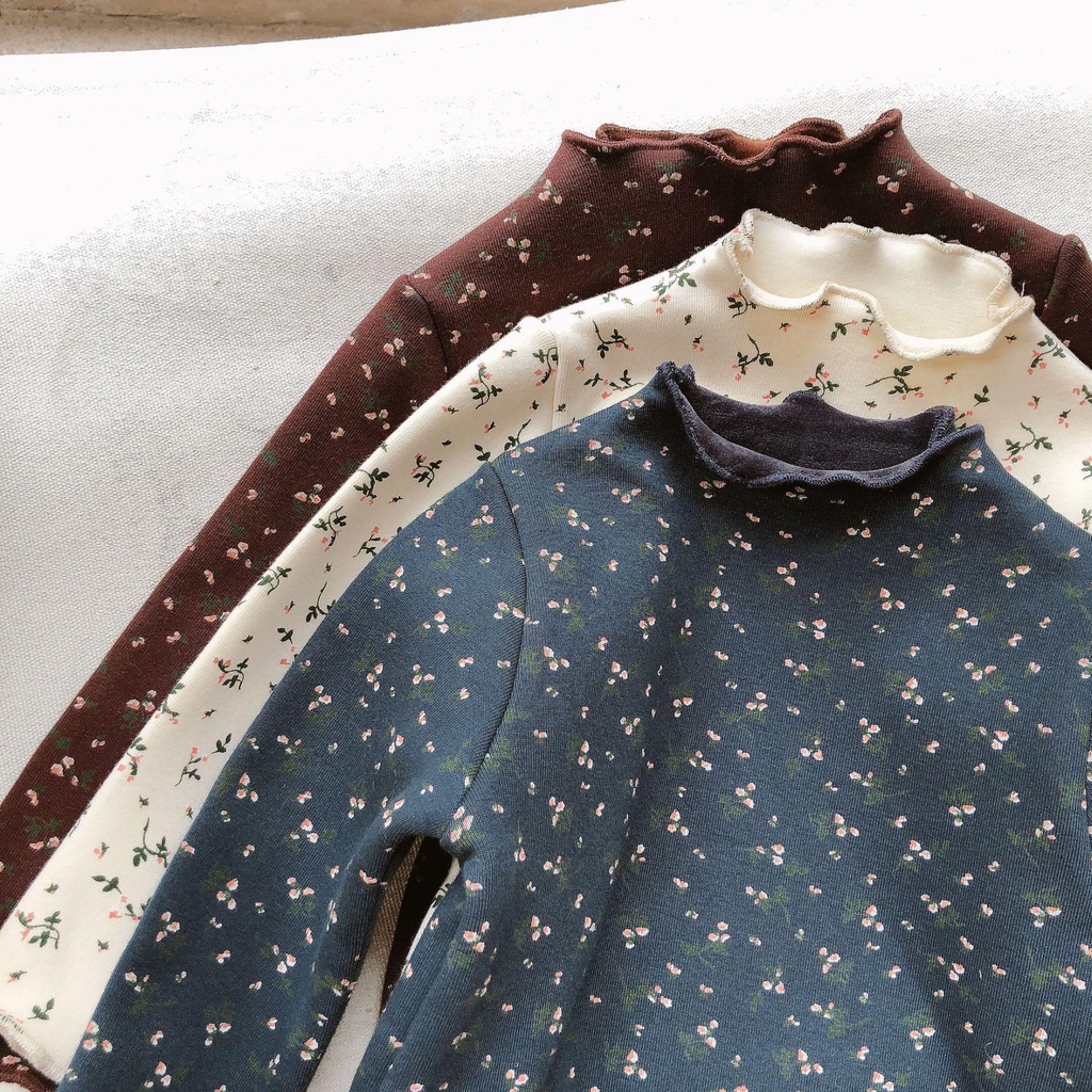 Áo thun tay dài hình hoa phong cách châu Âu thời trang thu đông cho bé