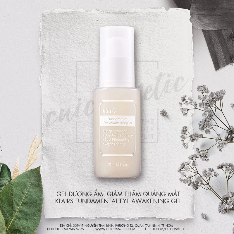 Gel Dưỡng Giảm Quầng Thâm và Bọng Mắt Klairs Fundamental Eye Awakening Gel 35ml