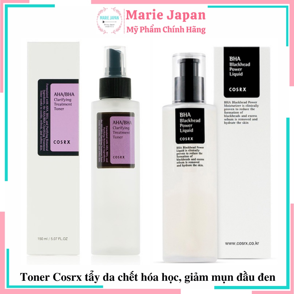 Nước hoa hồng Cosrx tẩy da chết hóa học giảm mụn đầu đen AHA BHA Toner