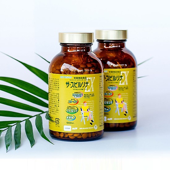 Tảo vàng Spirulina EX Nhật Bản (1 set 2 lọ, lọ 1000 viên) [02/26]