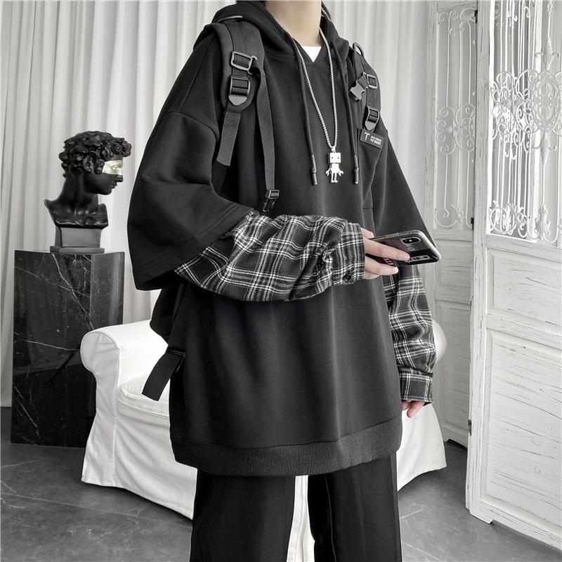 Áo hoodie dài tay giả hai lớp phong cách năng động trẻ trung dành cho nam