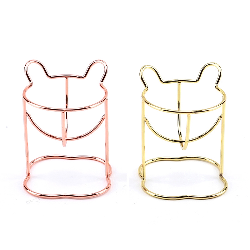 (Hàng Mới Về) Giá Đỡ Mút Trang Điểm Bằng Thép Không Gỉ Thiết Kế Tai Gấu Dễ Thương