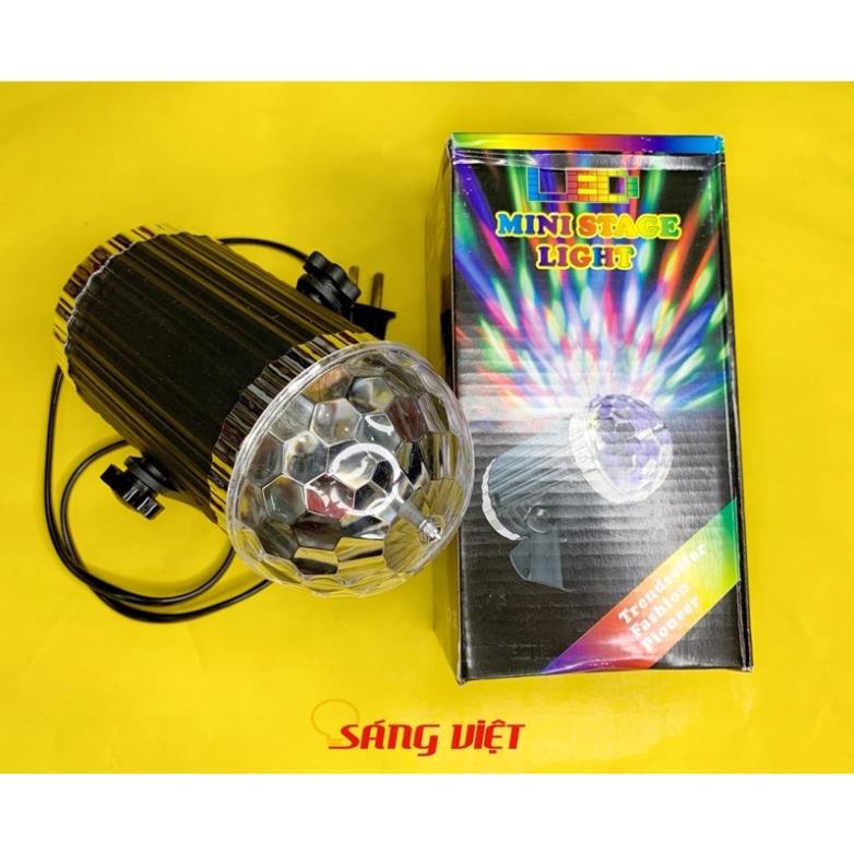 ✨✨Đèn cực phê QUẢ CẦU XOAY PHA LÊ 7 MÀU NHẤP NHÁY THEO NHẠC - ĐÈN CHỚP - ĐÈN NHÁY KARAOKE - SÂN KHẤU - LED MINI STAGE✨✨